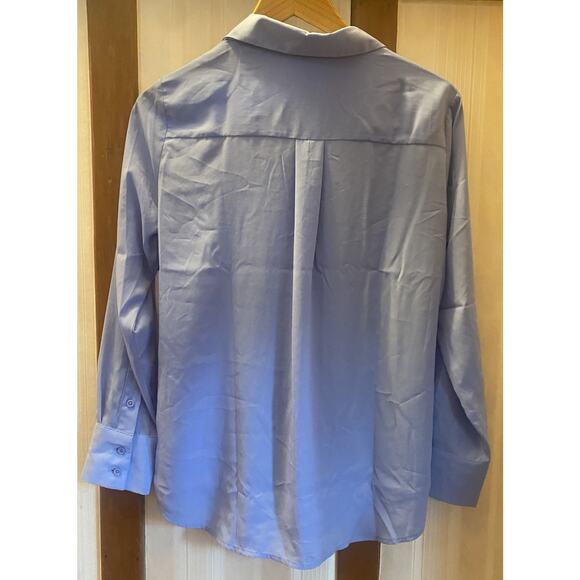 NWT Nine West Soft Blue Button Blouse Shirt Women’s SP - Picture 3 of 8